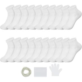 Silkfly 10 أزواج من الجوارب القطنية البيضاء لصبغ التعادل جوارب قصيرة بيضاء للأطفال جوارب الكاحل النسائية الجوارب الربعية in Kuwait