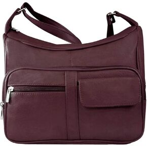 SILVERFEVER Medium Leather Handbag | Ladies Shoulder Bag | Organizer w Built in Wallet