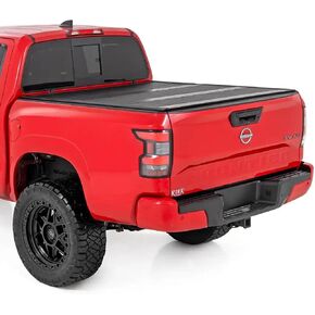 Rough Country Hard Low Profile Tri-Fold Tonneu Bed Cover for Nissan Frontier (2022-2024) - Fits 5' (58.9-59.5") Bed w/Utili-Track Cargo MGMT