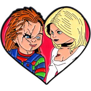 Chucky Doll Child's Play Horror Movie Halloween Bride Tiffany Heart Love Valentine's Day 1.4" Enamel Pin Badge