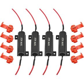 AUXLIGHT 4 قطع مقاومات تحميل عالية الجودة 50 وات 6 أوم - إصلاح لمبة LED فرط الفلاش/رمز الخطأ، وميض إشارة الانعطاف السريع (المقاومات تصبح ساخنة جدًا أثناء العمل)