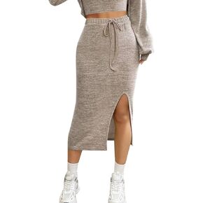 Avanova المرأة الجانب الشق الرباط البلوز Bodycon تنورة عالية الخصر تنورة متوسطة الطول in Kuwait