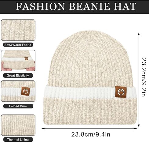 Beanie Hats for Women Beanie Hats Scarf Touchscreen Gloves Set Warm Knit Thick Fleece Lined Skull Cap Gifts for Women in Kuwait