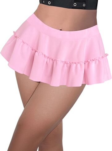 Afibi Women's Short Skater Skirt Basic Casual High Waisted Ruffles Flared Mini Lingerie Skirts in Saudi Arabia