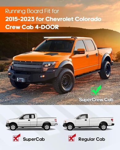 OCPTY Running Boards, Steps Nerf Bars Compatible for Chevrolet Colorado/for GMC Canyon Crew Cab 2015-2023, 6 Inches Aluminum Black Side Steps Nerf Bars in Saudi Arabia