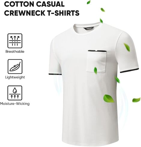 JMIERR Mens T-Shirt 3 Pack Cotton Crewneck Moisture Wicking Tee Basic Casual Short Sleeve Undershirts with Pocket in Saudi Arabia