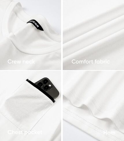 JMIERR Mens T-Shirt 3 Pack Cotton Crewneck Moisture Wicking Tee Basic Casual Short Sleeve Undershirts with Pocket in Saudi Arabia