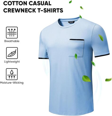 JMIERR Mens T-Shirt 3 Pack Cotton Crewneck Moisture Wicking Tee Basic Casual Short Sleeve Undershirts with Pocket in Saudi Arabia