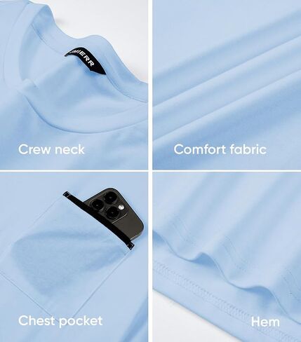 JMIERR Mens T-Shirt 3 Pack Cotton Crewneck Moisture Wicking Tee Basic Casual Short Sleeve Undershirts with Pocket in Saudi Arabia