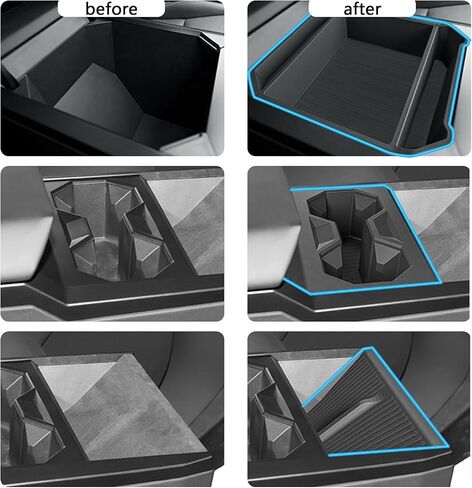 Premium Cybertruck Center Console Organizer Set Glove Pallet Organizer Storage,Charging Pad & Dual Cup Holder Perfect Fit for 2024 Cybertruck Accessories(3 Packs) in Saudi Arabia