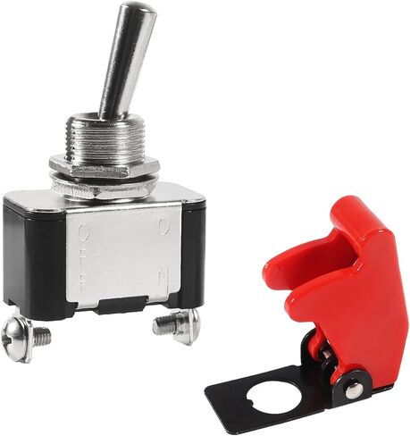 Rocker Toggle Switch Heavy Duty 3Pin ON/OFF 12V Blue LED Lighted Aircraft Safety Cover 20A SPST Rocker with Safety Flip Cover for Racing Automotive Cars Trucks Golf Cart in Kuwait