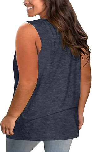 Plus Size Tank Tops for Women Summer Sleeveless Sexy V Neck T-Shirts Tops Casual Loose Cotton Tees in Kuwait