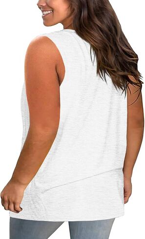 Plus Size Tank Tops for Women Summer Sleeveless Sexy V Neck T-Shirts Tops Casual Loose Cotton Tees in Kuwait