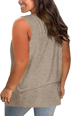 Plus Size Tank Tops for Women Summer Sleeveless Sexy V Neck T-Shirts Tops Casual Loose Cotton Tees in Kuwait