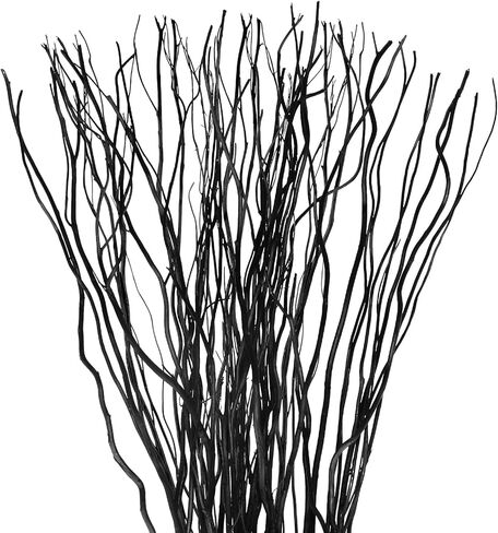 Xinnun 50 Pcs Curly Willow Branches Decorative Dried Willow Vase Filler Tree Branches for Decoration Artificial Twigs Decorative Sticks for DIY Crafts Christmas Home Decor(Black,15.75 Inch) in Saudi Arabia
