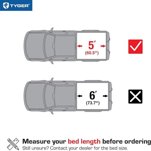 Tyger Auto T1 Soft Roll-up Truck Bed Tonneau Cover Compatible with 2024-2025 Toyota Tacoma | 5' (60") Bed | TG-BC1T9204 in Saudi Arabia