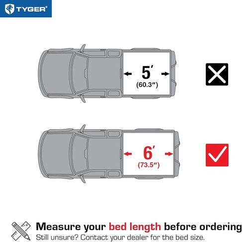 Tyger Auto T1 Soft Roll-up Truck Bed Tonneau Cover Compatible with 2024-2025 Toyota Tacoma | 5' (60") Bed | TG-BC1T9204 in Saudi Arabia