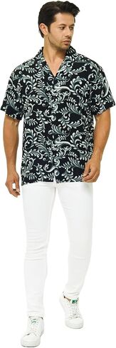 Men's Short Sleeve 100% Viscose Hawaiian Shirt Regular Fit Button Closed in Saudi Arabia