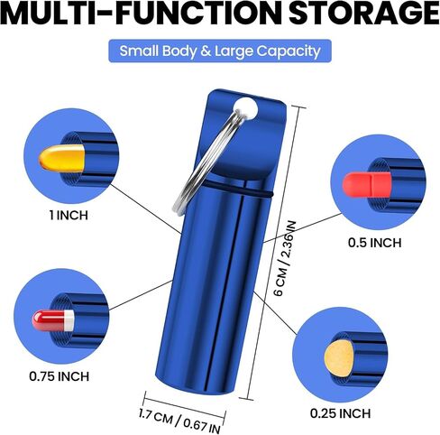Keychain Pill Holder Large Capacity Waterproof Travel Pill Organizer Pill Container for Tablets, Capsules – Durable Travel Friendly Pill Case for Purse Mini Pill Case (Silver) in Saudi Arabia