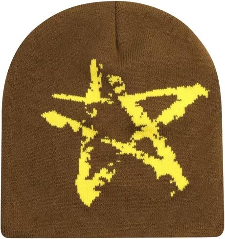 Y2K Beanie Trendy Wool Acrylic Beanies for Women and Men Pentagram Design Winter Warm Skullies Outdoor Style in Kuwait