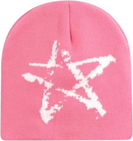 Y2K Beanie Trendy Wool Acrylic Beanies for Women and Men Pentagram Design Winter Warm Skullies Outdoor Style in Kuwait
