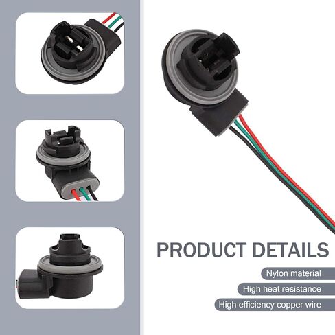 مجموعة أسلاك لمبات السيارة مكونة من قطعتين، مقبس ضوء خلفي لفرامل السيارة مقاس 5.71 بوصة، رأس ضوء إشارة متعدد الأسلاك 12 فولت، مناسب لمعظم السيارات (متعدد الألوان) in Kuwait