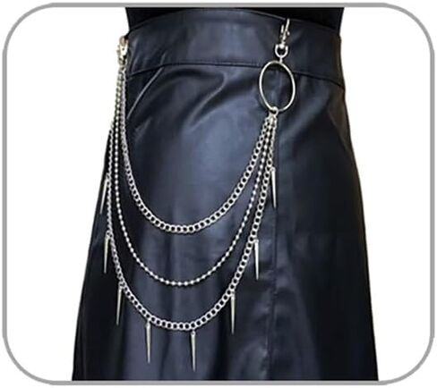 سلسلة السراويل ذات الطبقات الشريرة للرجال والنساء، سلسلة محفظة فضية على شكل قلب متقاطع بشرابة، سلسلة جيب الهيب هوب، محفظة سلسلة مفاتيح مجوهرات القوطي للرجال in Kuwait