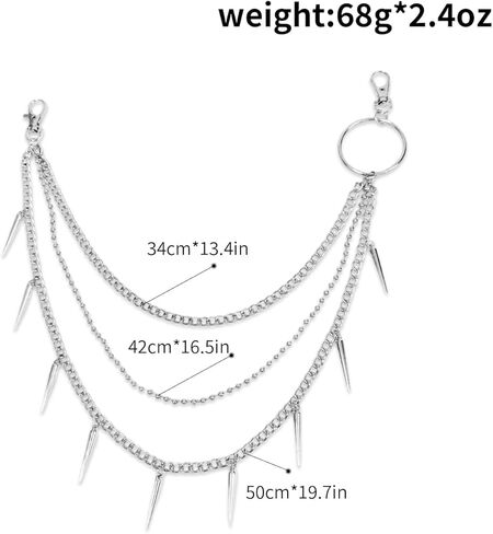 سلسلة السراويل ذات الطبقات الشريرة للرجال والنساء، سلسلة محفظة فضية على شكل قلب متقاطع بشرابة، سلسلة جيب الهيب هوب، محفظة سلسلة مفاتيح مجوهرات القوطي للرجال in Kuwait