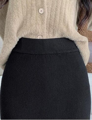 Women's Knit Maxi Pencil Bodycon Fishtail Skirts, High Waist Elastic Long Fringe Wrap Skirt for Fall Winter 2024 in Saudi Arabia