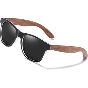 Wooden Sunglasses Polarized for Men Women UVA/UVB Protection Wooden Bamboo Frame Mirrored Sun Glasses