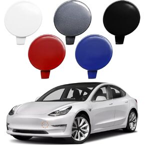 TOPUS Front Bumper Tow Hook Cover Towing Eye Cap Fit for Tesla Model 3 2017-2019 108417300E 1084173-00-E (Red, Left Driver Side)
