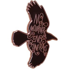 No Mourners No Funerals Goth Gothic Black Crow Raven Flying In Flight Six of Crows 1.3" Enamel Pin Badge