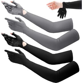 Yahenda 2 Pairs Women UV Long Sun Protection Gloves Touchscreen Arm Sun Driving Gloves UPF 50+ for Outdoor Sports Cycling