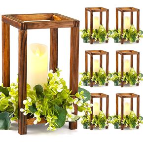 12 Set Wooden Wedding Lantern Centerpiece, Lantern Candle Holder for Farmhouse Candle Lantern for Table Fireplace, Perfect for Table Decoration & Country Barn Weddings(No Candles & Flowers)