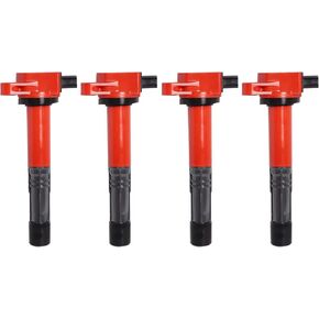 Ignition Coil Pack of 4 Red Ignition Coil 2.4L Compatible With Honda Accord CRV CR-V Civic SI Crosstour Acura ILX 2008 2009 2010 2011 2012 2013 2014 2015 2.4 Coils for UF602 5C1719 E1102 30520R40007