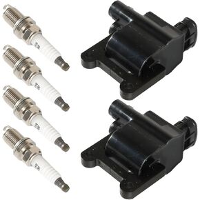 4PCS UF350 Ignition Coils Pack & LFR5AGP Iridium Spark Plugs Compatible with Nissan Altima Sentra 2002-2006, X-Trail 2005-2006 L4 2.5L Replace#22448-8H315 22448-8H310 C1398