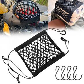 Upgrade Motorcycle Cargo Net,10"X11" Double Layer Storage Bungee Net,High Elastic Motorcycle Bungee Cargo Net with Adjustable Hooks for Bikes, Electric Bikes, Scooters, Motorcycles