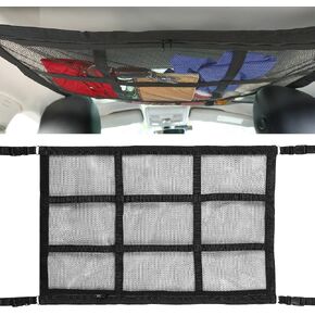 Molain Car Ceiling Cargo Net Pocket,31.5"x20.5" Load-Bearing Double-Layer Mesh Car Roof Storage Organizer for Mini Van, SUV Car, Universal Adjustable Buckle Car Ceiling Storage Camping Accessories in Saudi Arabia