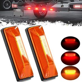PSEQT LED Trailer Clearance Marker Emergency Strobe Lights Motorcycle Brake Turn Signal Stop Tail Light Waterproof for Truck Car ATV UTV 28LED Amber + Red Warning Flashing Lamp12V 24V