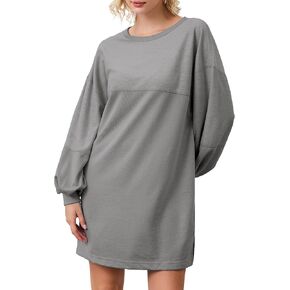 Women's Oversized Sweatshirt Dress Long Sleeve Patchwork Crewneck Casual Pullover Tops Mini Dress Fall Outfits