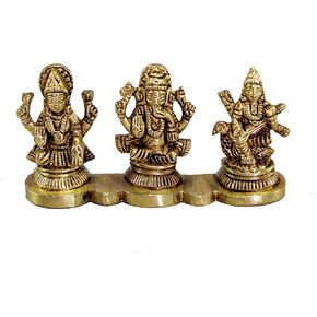 eSplanade Laxmi Ganesh Saraswati Idol - 2 inches Height | Ganesha Lakshmi Religious Figurine Hindu God Sculpture Murti Statue | Diwali/Workplace/Office