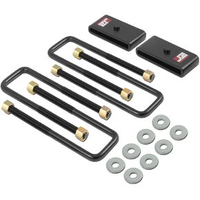 J2 Engineering 1" Lift Block Leveling Kit Compatible With 99-24 Silverado/Sierra 1500, with Square Leaf Spring U-Bolt Kit, J2-LK-CH-R-001-BK