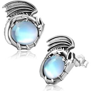 Dragon Earrings 925 Sterling Silver Moonstone Dragon Stud Earring Dragon Jewelry Gifts for Women Men