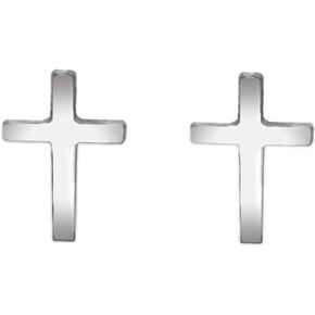 MiniJewelry Christian Cross Silver Stud Earrings for Women Men Religion Bible Small Unique Cool Stainless Steel Earrings
