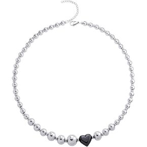 555Jewelry Stainless Steel Beaded with Heart Necklaces for Women, Heart Choker Necklace for Women