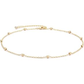MEVECCO Dainty Gold Chain Choker Necklace 14K Gold Plated Handmade Boho Cute Tiny Beaded Link Choker Necklace Delicate Simple Minimalist Choker Necklace for Women