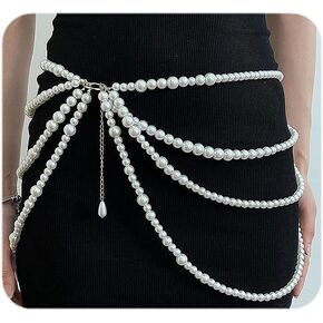 Layered Pearl Waist Chain Belly Body Chains For Women Beach Rave Party Club Body Accessories