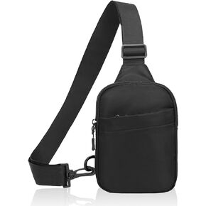 Small Sling Bag for Women Men, Anti Theft Crossbody Bag Fanny Pack Mini Travel Chest Bag, Adjustable Strap Lightweight Shoulder Bag Black Nylon Cross Body Bag Purse for Casual Sport Running Outdoor