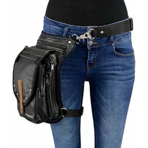 Milwaukee Leather Conceal and Carry Leather Thigh Bag with Waist Belt - Outdoors - Traveling