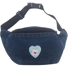 Cute Bear Kids Fanny Pack Waist Bag Small Denim Belt Bag Crossbody Purse for Toddler Girls Boys